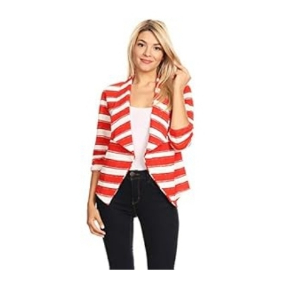 Moa Red and White stripe Blazer